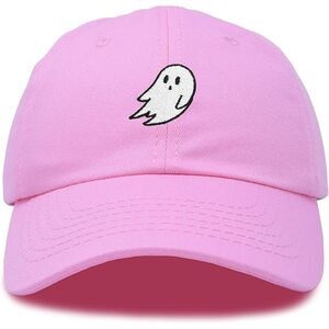 Unisex Light Pink 100% Cotton Ghost Embroidered Adjustable Buckle Baseball Cap